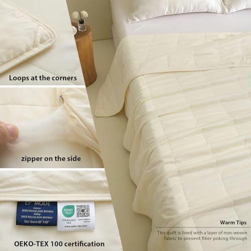 41nlxgbeval.jpg EP Mode Lightweight Quilt Blanket for Summer, Breathable- Ivory, Twin, Natural Fiber Choice