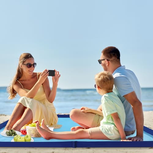 41nuttfmlpl.jpg HOMBYS Sandproof Waterproof Beach Blanket for Family - 83" x 83" Extra Large, Quick Drying, Lightweight & Durable wit