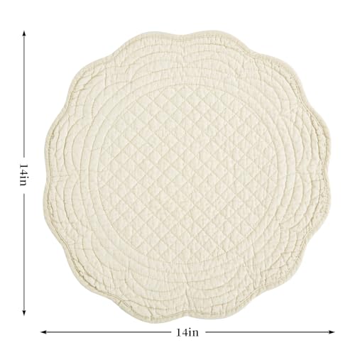 41odcbgg5sl.jpg HOMBYS Quilted Placemats Set of 4 Kitchen Table Mats (Flax)OEKO-TEX ROUND Cotton Round Placemats Washable Kitchen Mat Us