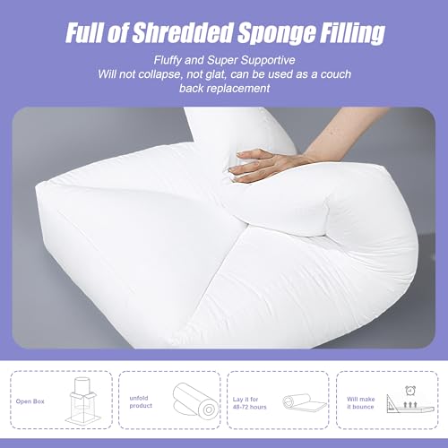41otduo9fql.jpg HOMBYS Shredded Foam Couch Back Cushions Replacement for Couches, Durable Stuffing Fill Removable Lumbar Support Pill