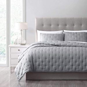 Chezmoi Collection Milo King Size Light Gray Soft Cooling Rayon Bamboo Polyester Quilt Light Gray King SizeSoft Cooling