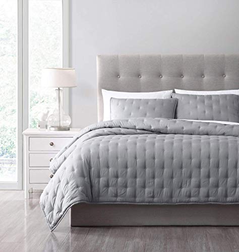 41otw3iwb0l.jpg Chezmoi Collection Milo King Size Light Gray Soft Cooling Rayon Bamboo Polyester Quilt Light Gray King SizeSoft Cooling