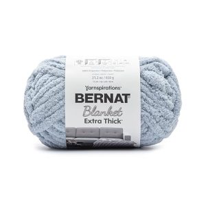 Bernat Blanket Extra Thick Fog Blue Yarn for Knitting and Crocheting - Chunky Chenille Yarn - 100% Polyester - 1 Pack of