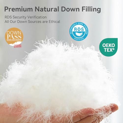 41p7kmo5qjl.jpg L LOVSOUL 75% Goose Down Fiber King Size Comforter, Fluffy Ultra Soft & All Season White Duvet Insert for Ultimate Co