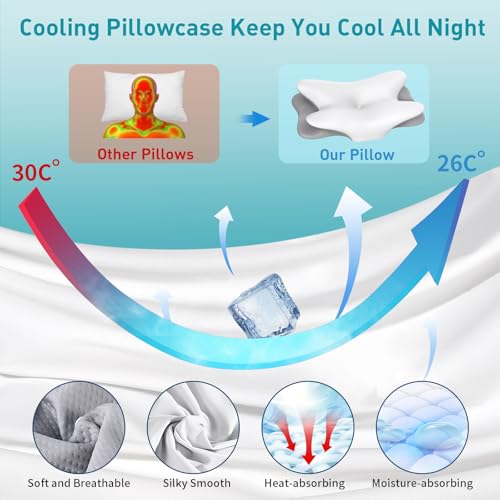 41p8kmmzeql.jpg Pain Relief Ergonomic Cervical Pillow for Side Sleepers | Cooling Memory Foam Pillow for Neck Support and Pain Relie