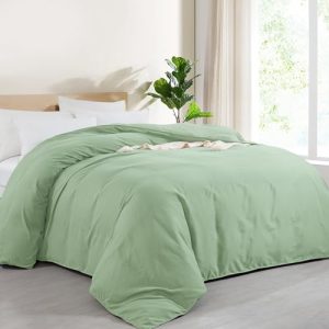 HOMBYS Ultra Soft Sage Green Oversized King Duvet Cover with Zip & Corner Tabs