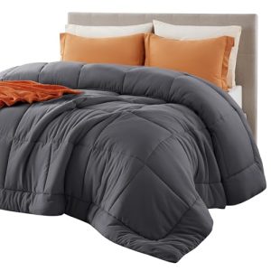 Bedsure GentleSoft™ Down Alternative Quilted Duvet, Grey, Queen Size