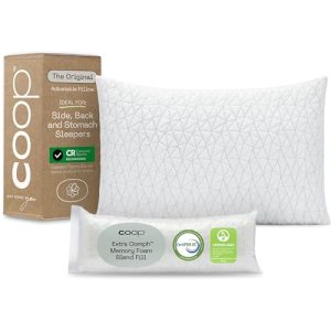 Coop Home Goods Original Adjustable Memory Foam Pillow - Queen Size for Back, Stomach and Side Sleepers - Medium Firmnes