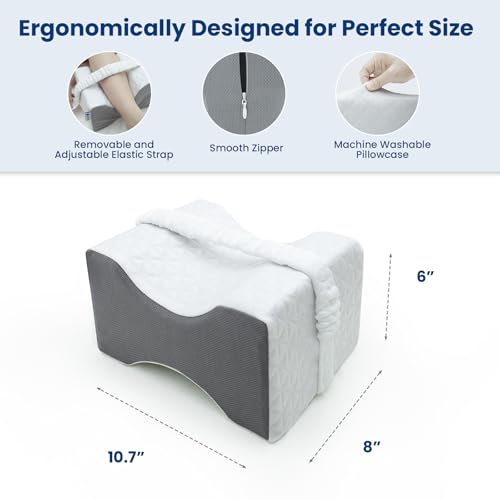 41q00z wrrl.jpg Knee Pillow for Side Sleepers: Hip Pain Relief and Smooth Spine Alignment, Memory Foam Pillow with Cover and Removabl