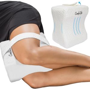ComfiLife Cooling Knee Pillow for Side Sleepers – Relieves Hip, Back, and Sciatica Pain – Memory Foam Contour Design wit