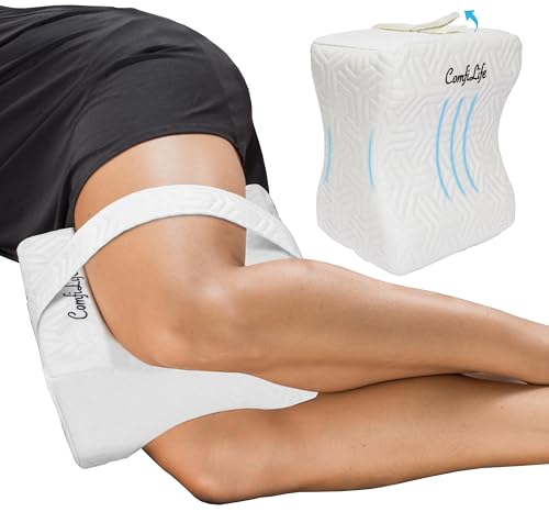 41q9giitul.jpg ComfiLife Cooling Knee Pillow for Side Sleepers – Relieves Hip, Back, and Sciatica Pain – Memory Foam Contour Design wit