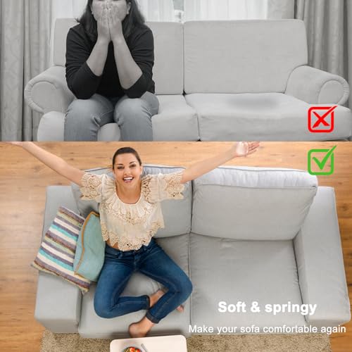 41qfiu1npxl.jpg Ivory White 20"X 20" Couch Cushions for Sagging Furniture Seats (3 Pcs) Replacement High Density Foam Cushions for Secti