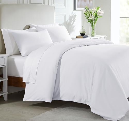 41qirhaqi6l 1.jpg California Design Den White King Duvet Cover Set - Good Housekeeping Best Bedding Award 2025, 400 Thread Count Sateen, 1