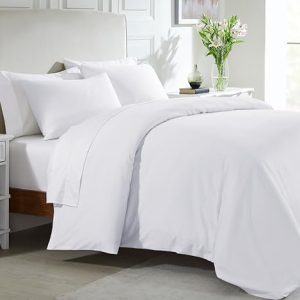California Design Den 3 Pc White King Duvet Cover Set - 400 Thread Count Sateen, 100% Cotton, Button Closure, Best Beddi