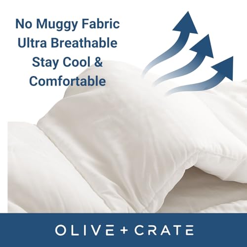 41qycbaur0l 2.jpg Olive + Crate Hypoallergenic Bamboo Comforter - King Size | Breathable & Moisture-Wicking | All Season Lightweight Plush