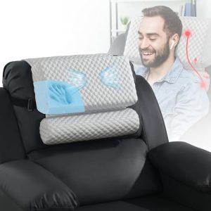 HOMBYS Cooling Memory Foam Recliner Neck Pillow with Shoulder Support, Grey