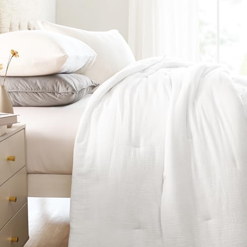41qng ot41l.jpg HOMBYS 100% Cotton Muslin Oversized King Comforter for Summer Use, Lightweight and Breathable Down Alternative Soft G