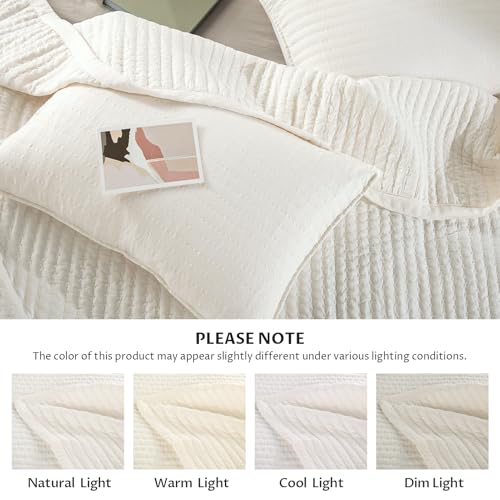 41rhs2yn1pl.jpg KASENTEX Ultra Soft Quilt Coverlet Blanket Set - Machine Washable, Lightweight, Stone-Washed, Detailed Stitching (Ivory,
