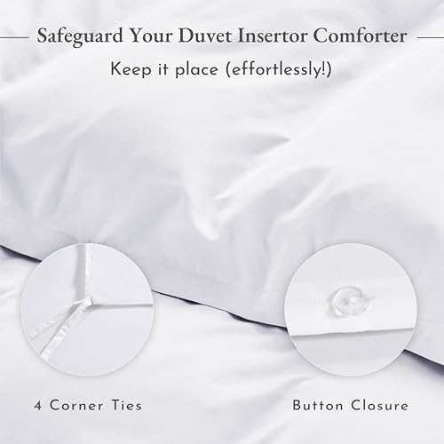 41rt1vs5hdl.jpg California Design Den 3 Pc White King Duvet Cover Set - 400 Thread Count Sateen, 100% Cotton, Button Closure, Best Beddi