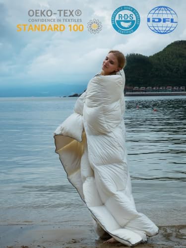 41rtk2okfql.jpg Ivory White Luxury Oversized King Thin Duvet - High Fill Power Comforter - Ultra-Soft & Fluffy
