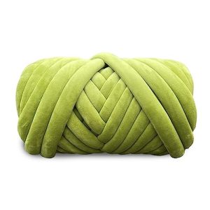 Super Soft Jumbo Velvet Arm Knitting Yarn - Giant Chunky Green for Blankets & Rugs