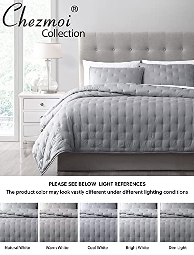 41rg3gii1ws.jpg Chezmoi Collection Milo King Size Light Gray Soft Cooling Rayon Bamboo Polyester Quilt Light Gray King SizeSoft Cooling