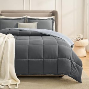 Homelike Moment Queen Size Grey Down Alternative Comforter Set
