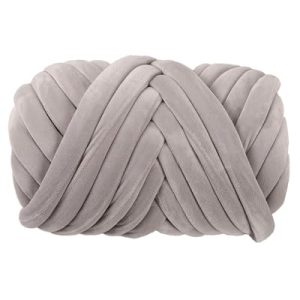 Super Soft Velvet Chunky Yarn for DIY Hand Knitting & Crochet (Light Gray, 0.55lb)