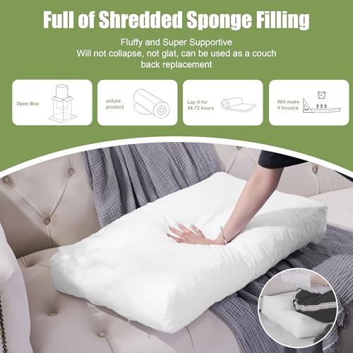 41sk13cwj1l.jpg HOMBYS Shredded Foam Couch Back Cushion Replacement, Lumbar Support Pillow for Sofa & Couch, Removable Back Pillow (3