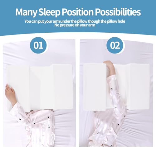 41skgkzvzl.jpg HOMBYS Side Sleeper Pillow with Arm Hole, Super Firm Support for No Arm Pressure, Neck & Shoulder Pain Relief, Suitab