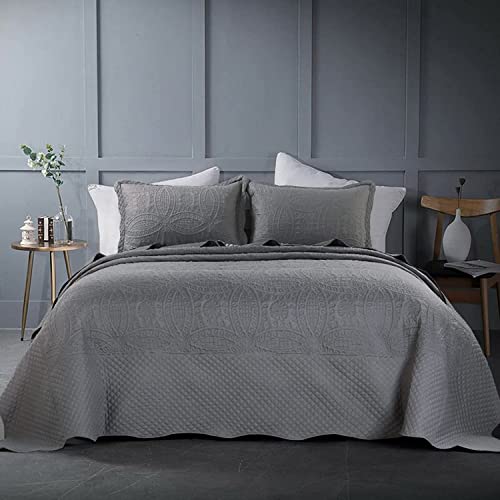 41sphjv1owl 2.jpg HOMBYS Oversized King Bedspreads Soft, Durable & Breathable Coverlet for All Seasons, 122"x138", 3 PCS (Grey) HOMBYS E