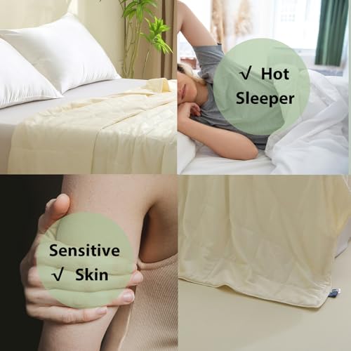 41sxksfwiil.jpg EP Mode Lightweight Quilt Blanket for Summer, Breathable- Ivory, Twin, Natural Fiber Choice