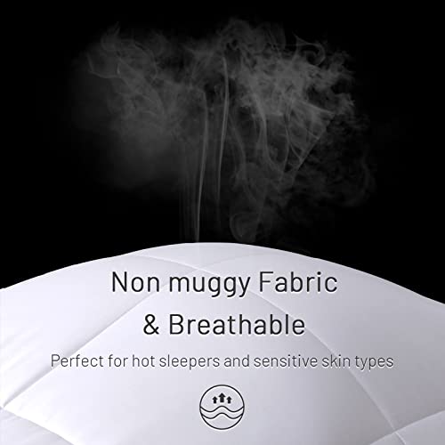 41tpqkwvkl 1.jpg NEXHOME PRO Bamboo Viscose Cooling Comforter for Hot Sleepers, White Queen Lightweight Duvet Insert, 8 Corner Tabs(90"x