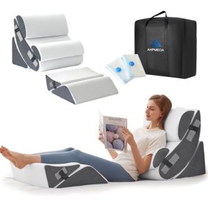 After Surgery Orthopedic Bed Wedge Pillow Set (6PCS) - Memory Foam Back Pillow for Headboard (White) Sitting Up Acid R