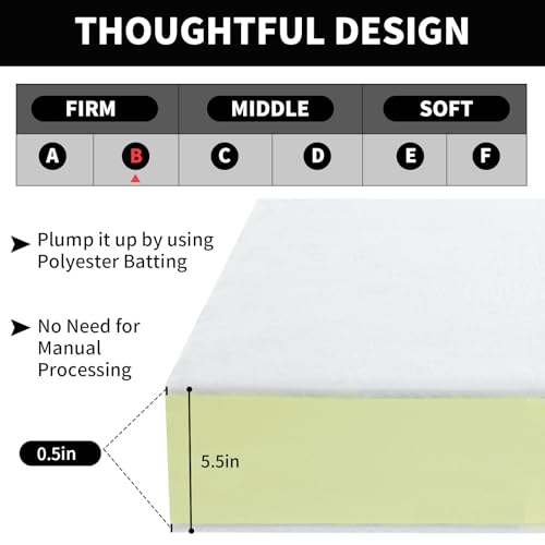 41tu5urpuel 1.jpg High Density HOMBYS Couch Cushion Replacement 5.5inch Thick with Dacron Fiber Layer | HOMBYS Couch Cushion Padding w