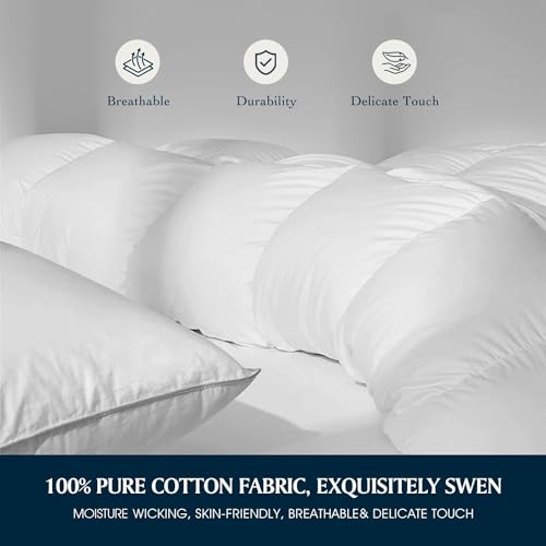 41u7hqmduol.jpg Serta Goose Feather Down Fiber Cotton Comforter King Size - All Season Medium Warmth 106 x 90 Inch White Serta Goose F