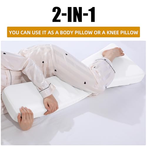 41ue7ed2e0l 2.jpg HOMBYS Memory Foam Knee Pillow with Cuddle Function for Side Sleepers, Pain Relief, 3" Thick Support Pillow | 2-in-1