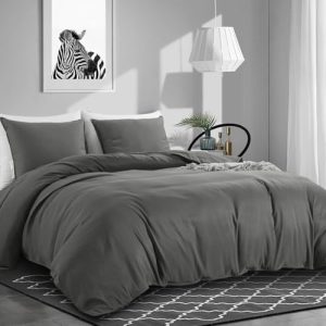HOMBYS Ultra Soft Microfiber Grey Oversized King Duvet Cover for All Season (120x120 Inch, Grey, Oversized King) HOMBY