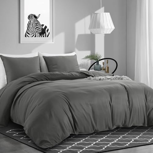 41ufkx9l9cl.jpg HOMBYS Ultra Soft Microfiber Grey Oversized King Duvet Cover for All Season (120x120 Inch, Grey, Oversized King) HOMBY