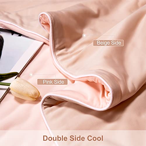 41ue07qdul 1.jpg Cooling Blankets for Hot Sleepers - Cool Like Ice Cream Lightweight Blanket for Summer (Throw Size 47" x 59" Pink & Beig