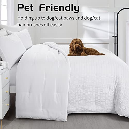41uief6yt9l 3.jpg Oversized King Seersucker Comforter Set for Extra Comfort in Your Home | Ultra Soft White Seersucker Bedding Comfort