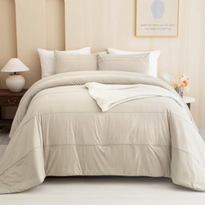 Sanracie Oversized King Comforter, 100% Cotton, Soft & Lightweight, Wheat Pinch Pleated Bedding Set | Sanracie Overs