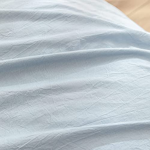 41vr3g0badl.jpg BESTOUCH Cornflower Blue Queen Duvet Cover Set 100% Washed Cotton Super Soft Comfortable Chic Lightweight 3 PCs Home Bed