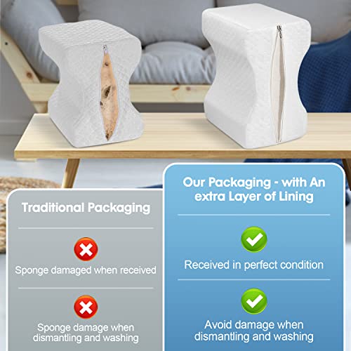 41vtzcmuhml.jpg Memory Foam Knee Pillow for Side Sleepers & Pregnant Women - Spinal Alignment & Sciatica Relief, White