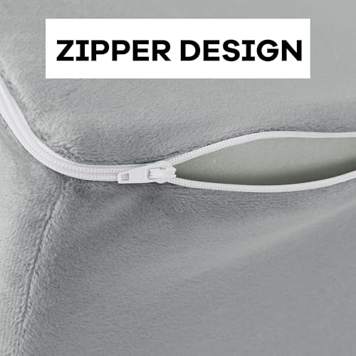 41vadte8ll.jpg HOMBYS Ultra Soft Velvet Bed Wedge PillowCover, Zipper Design, Light Grey