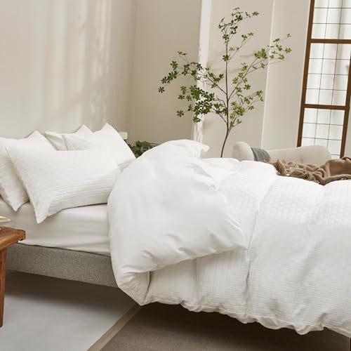41vvontp0fl.jpg JELLYMONI King Size Waffle Weave Duvet Cover Set for Adults Soft Microfiber Tufted Textured Breathable Comforter Cove