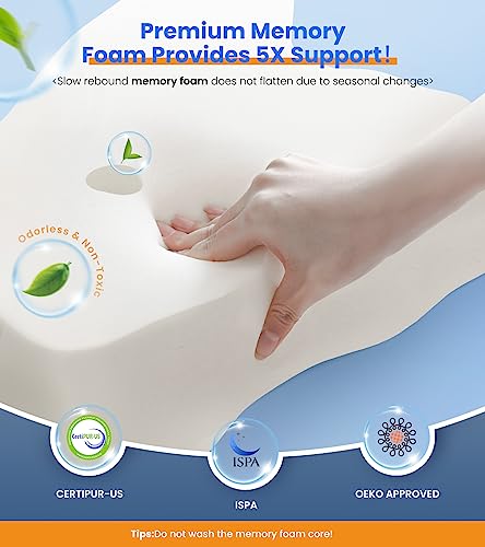 41w4lnwgel.jpg Odorless Ergonomic Contour Memory Foam Cooling Pillow for Neck Support and Cozy Sleeping | Adjustable Cervical Pillo