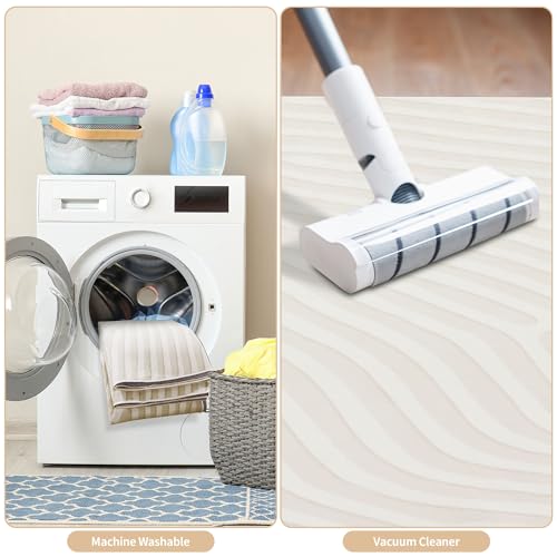 41w74pa v8l 2.jpg HOMBYS 9x12 Contemporary Striped Area Rug for Living Room, Minimalist Home Deco Non-Shedding Beigerug, Large Modern Floo