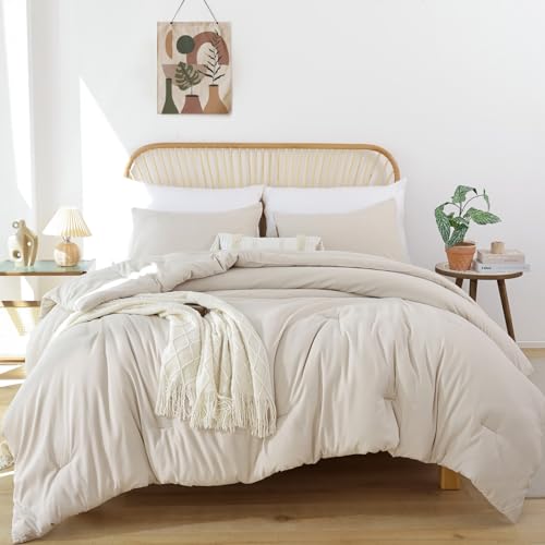 41wpenn0dl.jpg ROSGONIA Boho Beige Comforter Set, Queen, 3pcs