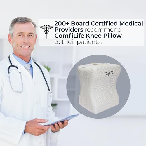 41x tohuyql.jpg ComfiLife Cooling Knee Pillow for Side Sleepers – Relieves Hip, Back, and Sciatica Pain – Memory Foam Contour Design wit